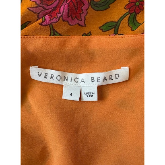 Veronica Beard Size 4 Randa Ruffle Floral Silk Top Peplum Flare Romantic - Picture 4 of 8